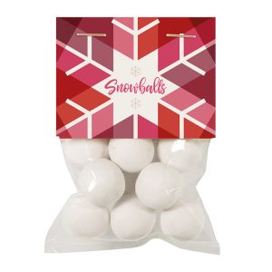 40 g süße Winter-Schneebälle mit Werbeanbringung