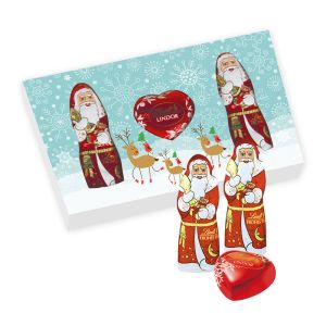 Lindt Präsent-Set Weihnachtsmann mit Werbedruck