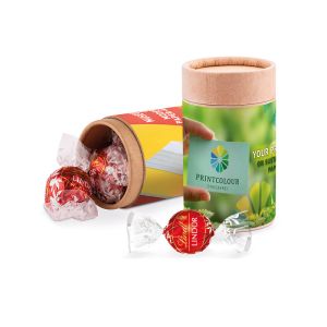 Midi Papierdose Lindt Lindor mit Papieretikett und Logodruck