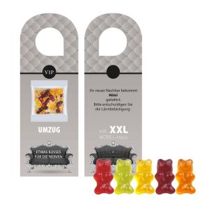 Express Türhänger mit 10 g Bio Gummibärchen ohne Gelatine und Logodruck