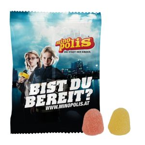12 g Fruchtgummi Berries Himbeer-Pfirsich in Werbetütchen