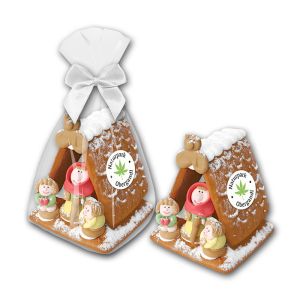 120 g Hexen-Lebkuchenhaus mit Lebensmitteldruck auf Marzipanfondant