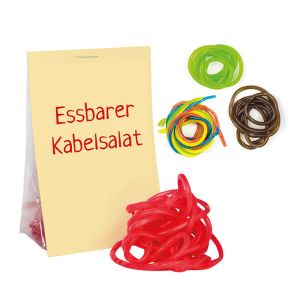 Naschtasche bunte Kabel mit Werbereiter