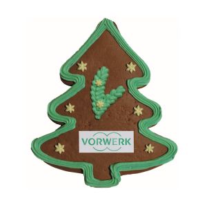 Lebkuchen-Weihnachtsbaum mit essbarer Werbeanbringung