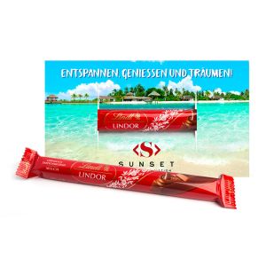 Lindt Lindor Stick in Werbekarte mit Logodruck