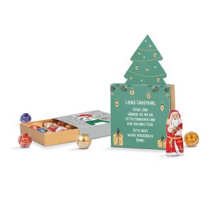 Lindt Santa Präsent mit Weihnachts-Werbeschuber