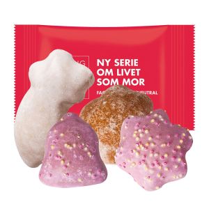 12 g bunter Lebkuchen-Mix in Flowpack mit Logodruck