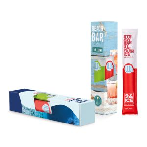 3er Mocktail Ice in Sichtfensterkartonage mit Werbedruck