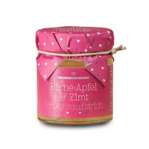 130 g Birne-Apfel & Zimt Fruchtaufstrich mit bedruckbarem Gläserdeckchen