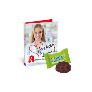 Werbekarte Tiny Tony´s Chocolonely mit Werbedruck