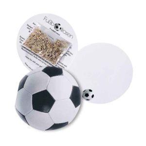 Fußball Klappkarte mit Samen für Fußabll-Rasen und mit Werbedruck