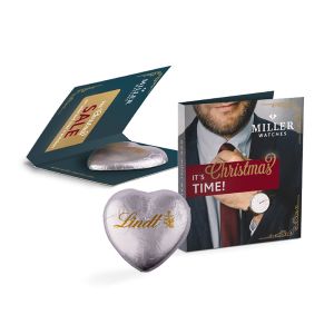 Werbekarte Midi Lindt Herz mit Logodruck