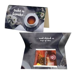 Weihnachts-Beuteltee Hüttenzauber in bedruckbarer Klappkarte