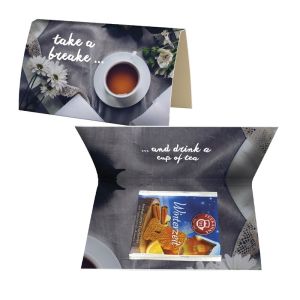 Weihnachts-Beuteltee Winterzeit in bedruckbarer Klappkarte
