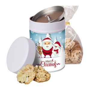 100 g Cashew-Erdnuss Taler in Keksdose mit Werbe-Banderole