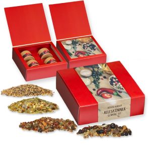 Premium Weihnachts-Gewürzmischungen Geschenk-Set mit 4 kompostierbaren Pappdosen