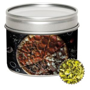 16 g Pizza-Kräuter Salz in Sichtfensterdose mit Werbeetikett