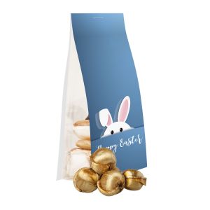 40 g Express Goldnüsse Bonbons im Standbeutel mit Werbereiter