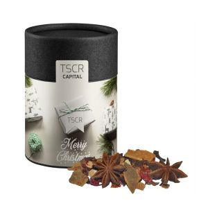 45 g grober Glühwein in Kraftpapierdose Midi schwarz mit Werbeetikett