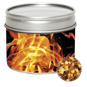 60 g Bio Gewürzmischung Feuer und Flamme in Sichtfensterdose mit Werbeetikett