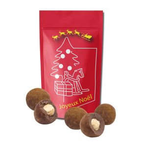 100 g Haselnüsse mit Milchschokolade im Doypack mit Werbedruck
