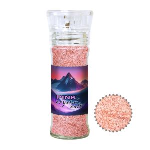 80 g Rosa Kristallsalz in Gewürzmühle mit Werbeetikett