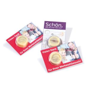 8 g Logo-Nougat-Praline in Blisterverpackung mit Werbebedruckung