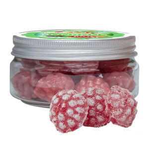 70 g Himbeer-Bonbons in Sweet Dose mit Werbeetikett