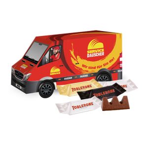 3D Präsent Transporter Toblerone Minis mit Werbedruck