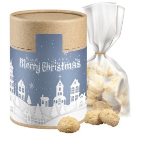 100 g Bio Weihnachts Kokos Kekse in Eco Pappdose mit Werbeetikett
