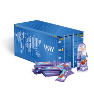 Weihnachts-Express Container Milka mit Werbebedruckung