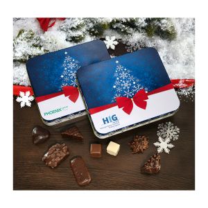 250 g Lebkuchen-Gebäckmischung in Präsentdose mit Logoeindruck