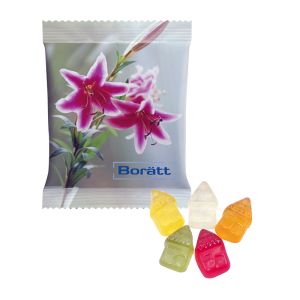 15 g HARIBO Mini-Häuser Fruchtgummi im Werbetütchen mit Logodruck