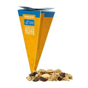 45 g Knusper Banane-Schoko Müsli in eckiger Schultüte mit Werbedruck