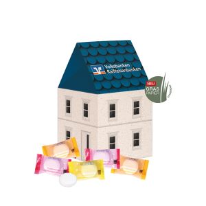 3D Präsent Haus SADEX Traubenzucker mit Werbedruck