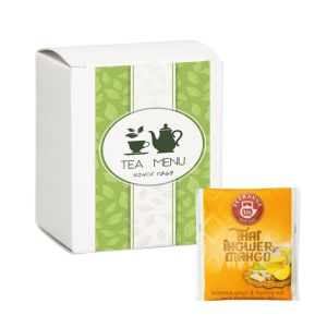 Beuteltee Thai Ingwer-Mango in Faltschachtel mit Werbedruck