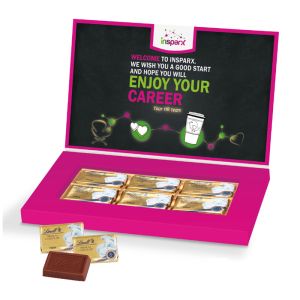 Lindt Schokotäfelchen in Präsentbox Business mit Logodruck