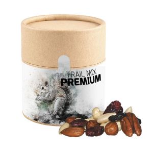 80 g Premium Studentenfutter in Öko-Pappdose mit Werbe-Banderole