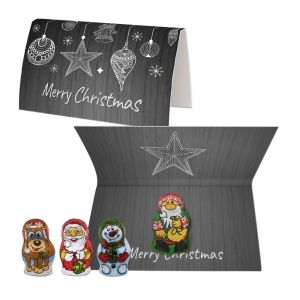 Express 7 g Schoko-Weihnachts Mix auf Klappkarte mit Werbebedruckung