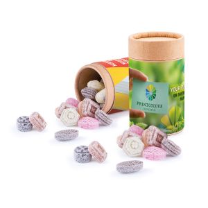 Midi Papierdose Kräutermischung Bonbons mit Papieretikett und Logodruck