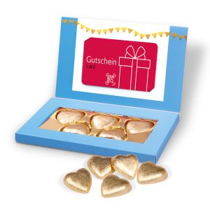 Mailing Lindt-Schokoherzen mit Kartenhalterung und mit Werbedruck