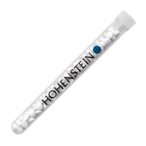 16 g Traubenzucker-Pastillen im Reagenzglas mit Werbedruck