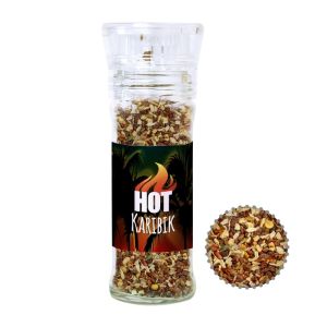 35 g Gewürzmischung HOT Karibik Mix in Gewürzmühle mit Werbeetikett