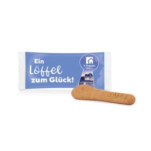 Kekslöffel im Werbe-Flowpack mit Logodruck