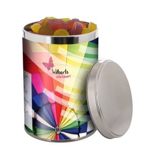 Fruchtgummi in 1,3 l Metalldose mit Werbebanderole