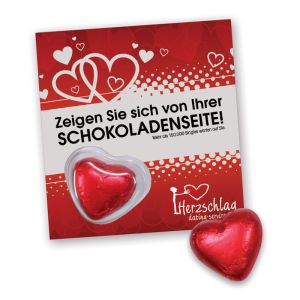 Premium Card mit Schoko-Herz und Logodruck