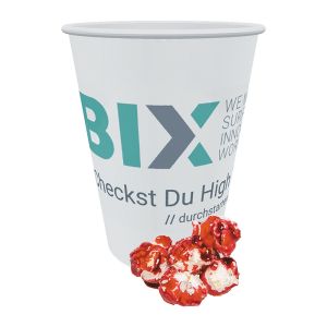 25 g Popcorn Himbeere im Becher mit Werbedruck