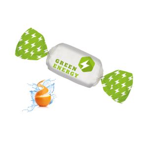 Kaubonbon Orange im Werbewickler