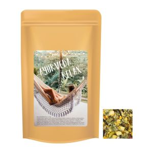 50 g Ayurveda Relax-Tee im Midi Doypack mit Werbeetikett