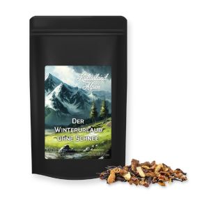 55 g Omas Bratäpfelchen Tee im schwarzen Midi Doypack mit Werbeetikett